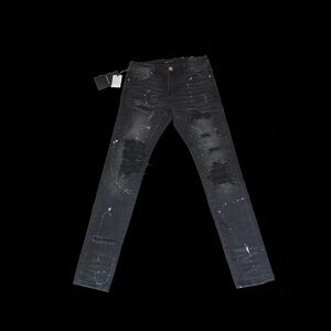 Men's Distressed Black Skinny Jeans by Embellish